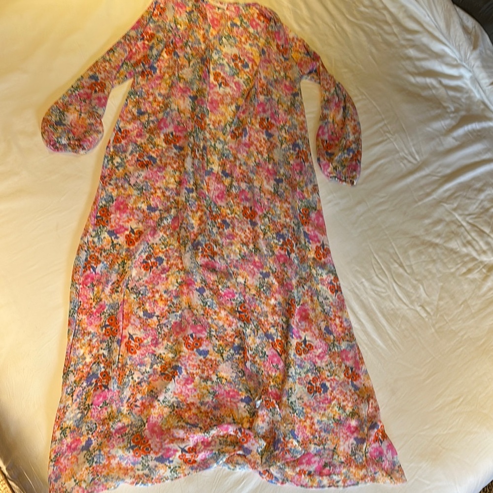 Pink and Orange Casual kimono with Bishop Sleeves